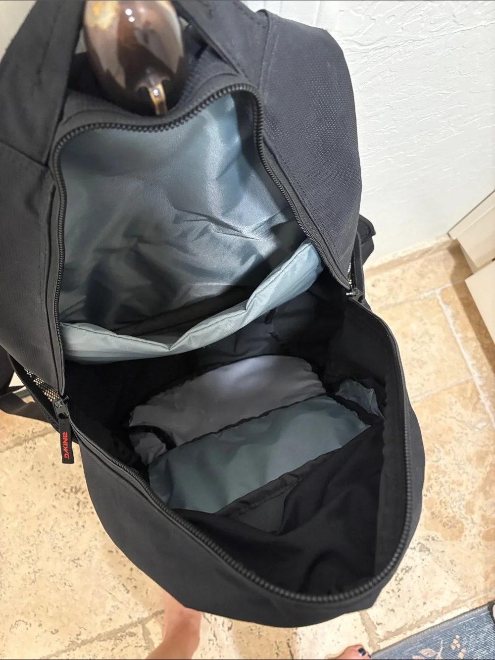 Dakine Black Backpack with Red Logo and Accents